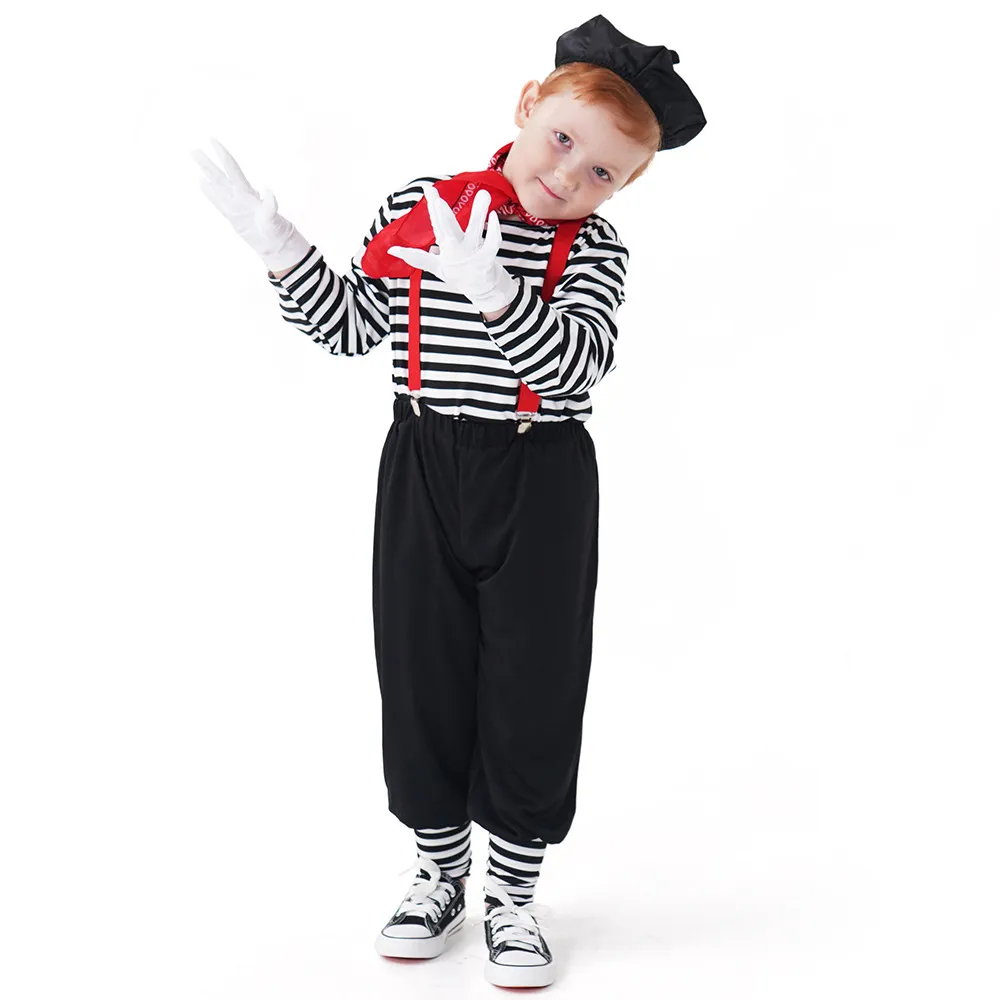 Unisex Child Mime Artist Costume Black White French Mimic Clown Halloween Fancy  Dress for Boys and Girls from Dhgate Others Apparel - price 38.0
