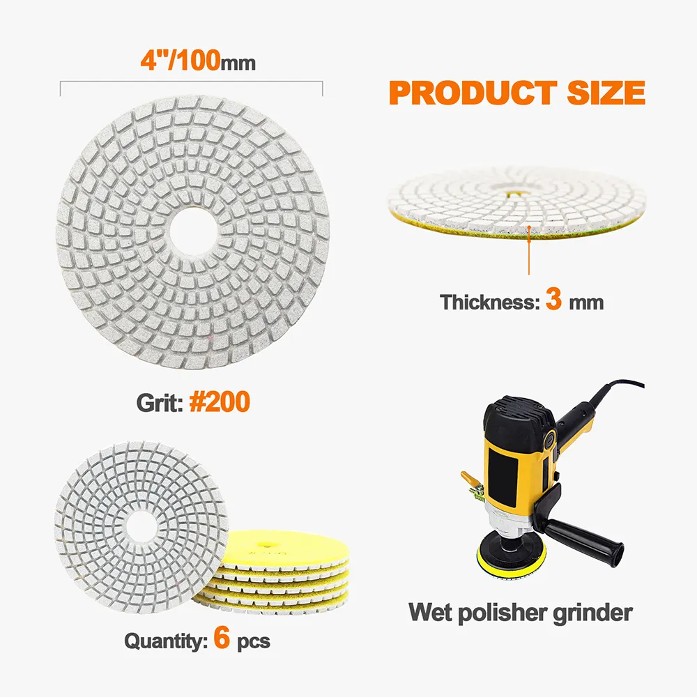 Wet Diamond Polishing Pads 4-Inch Set - Perfect For Stone Countertops & Surfaces