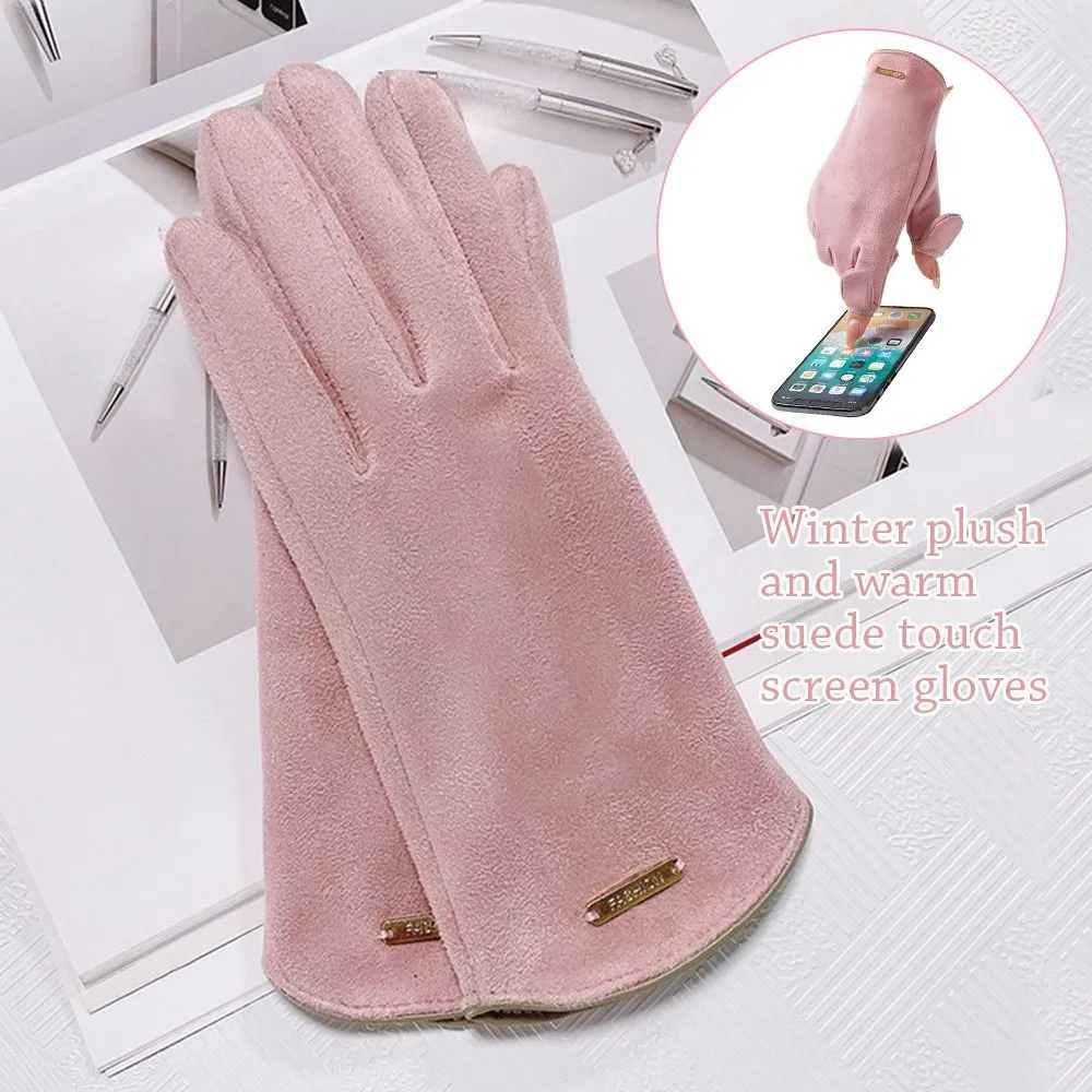Touch Screen Ski Gloves Ladies Winter Driving Gloves Velvet Warm