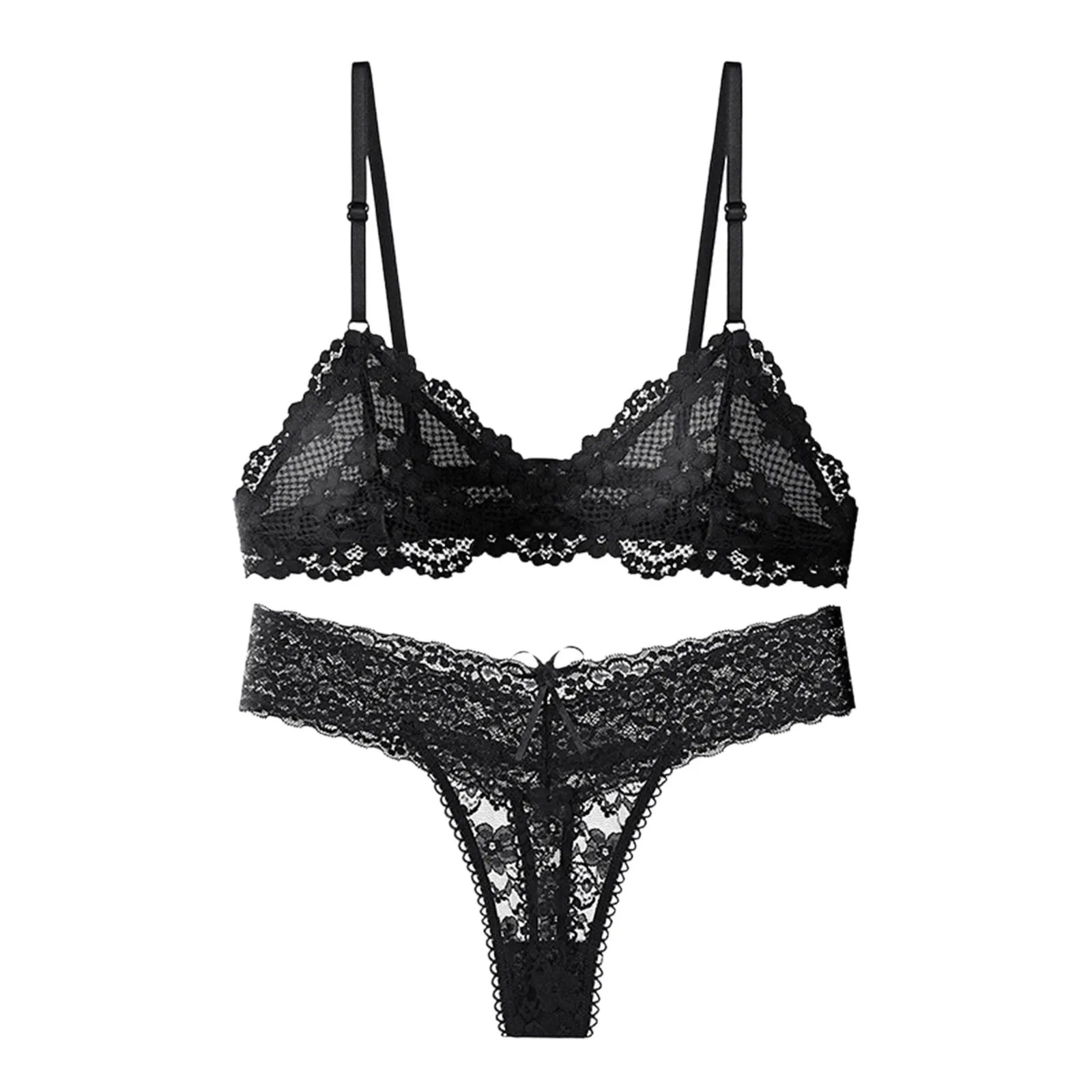 Lace Sexy Lingerie Set Transparent See Through Bra... From Ddmyearth,  $180.19