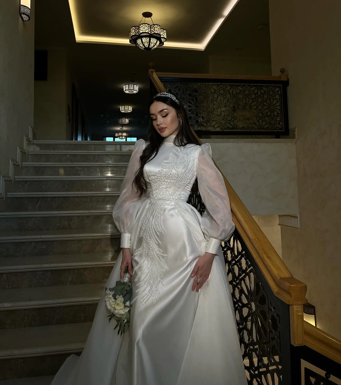 Vintage High Neck Full Sleeve Lace Dress with Handmade Applique and Sweep  Train Custom Made from Dhgate Dress Accessories - price 202.24