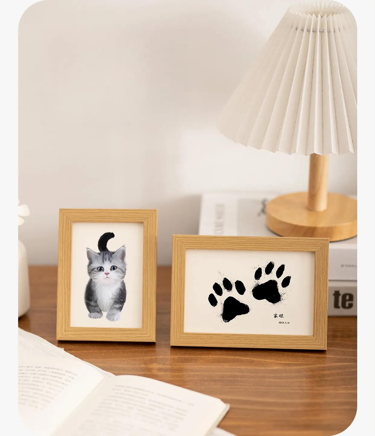 Cat Dog Paw Prints Memorial Photo Frame DIY Pet Footprints Paw Prints ...