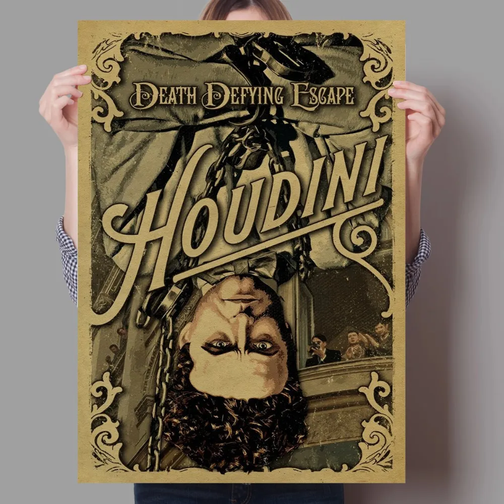 harry houdini posters Vintage Harry Houdini Aesthetic poster my wall - Escape, Defend, and Paint  Gothic Style for Home Decor and Room Décor