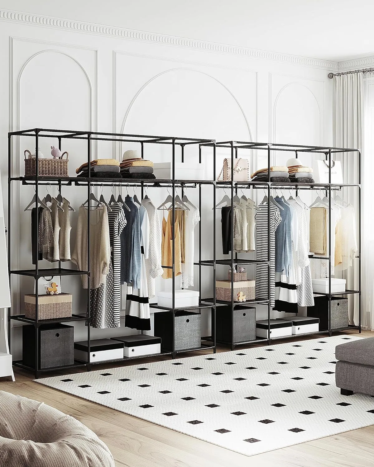 Armario De Armario, Armario Portátil De 64 Pulgadas Para Dormitorio, 3 Riel  De Ropa Con 9 Estantes De Compartimentos, Almacenamiento De Ropa  Independiente De 29,19 € | DHgate, image size:1200x1500