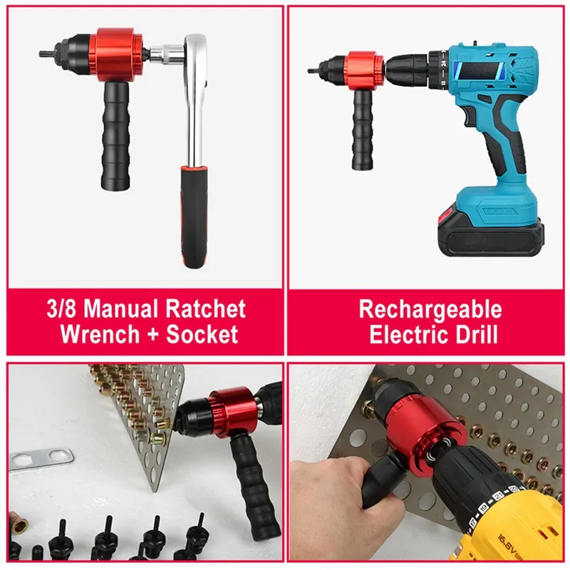 26PC Rivet Nut Drill Adapter Set - M3 M4 M5 M6 M8 Metric Thread Insert Tool Kit