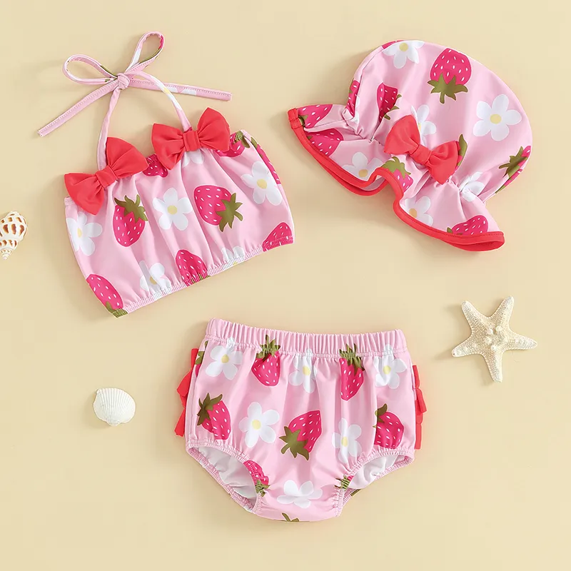 Toddler Baby Girls Strawberry Mermaid Swimsuit Bikini Bathing Suit