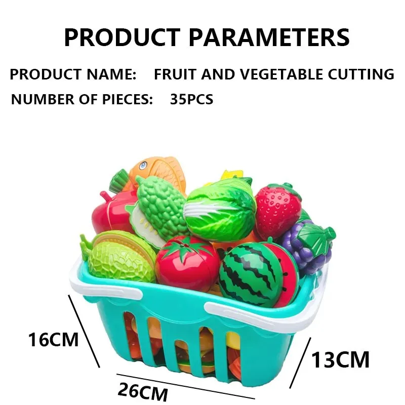 Set De Fruits Et Légumes à Couper – Jouet Cuisine 58 Pièces – Couteaux, Planche, Panier – Dès 3 Ans