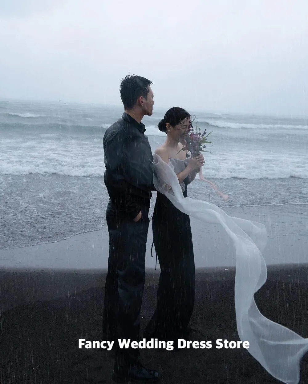 korean black wedding dress Black Off Shoulder Wedding Dress Floor-Length A-Line with Lace Up Back and  Sweep Train in Elastic Woven Satin from Dhgate Bridal Veils