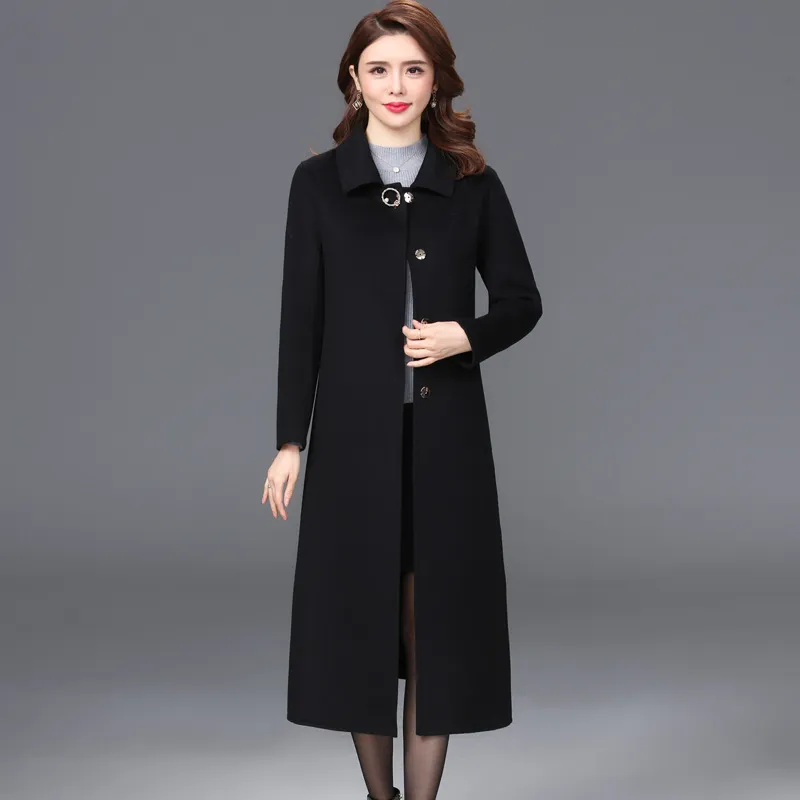 Double Sided Wool Coat For Women Long, Plus Size, Blue Red Black