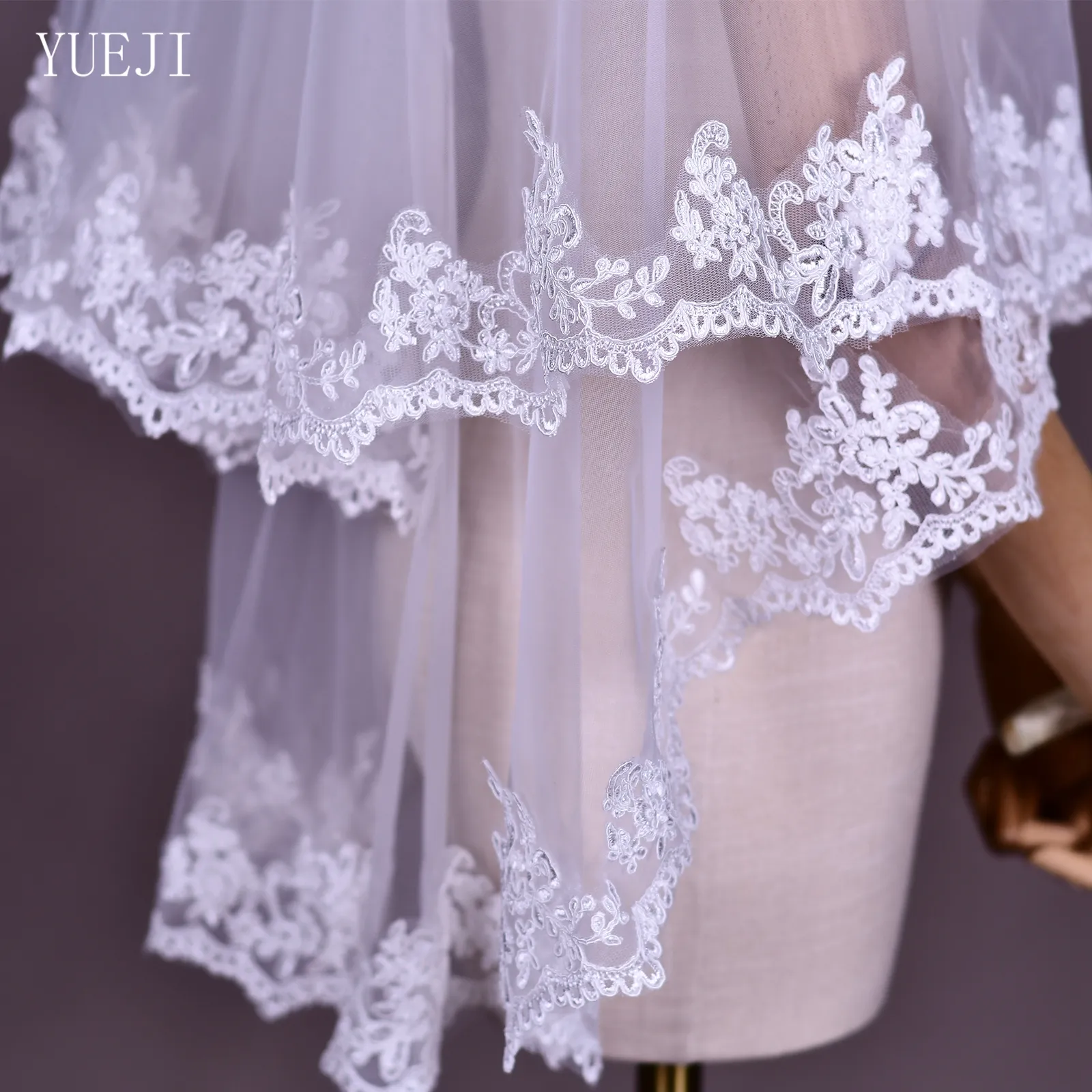 WHITE VEIL セット TOPQUEEN V21 Wedding Veil Bride to Be Pencil Edge Bridal