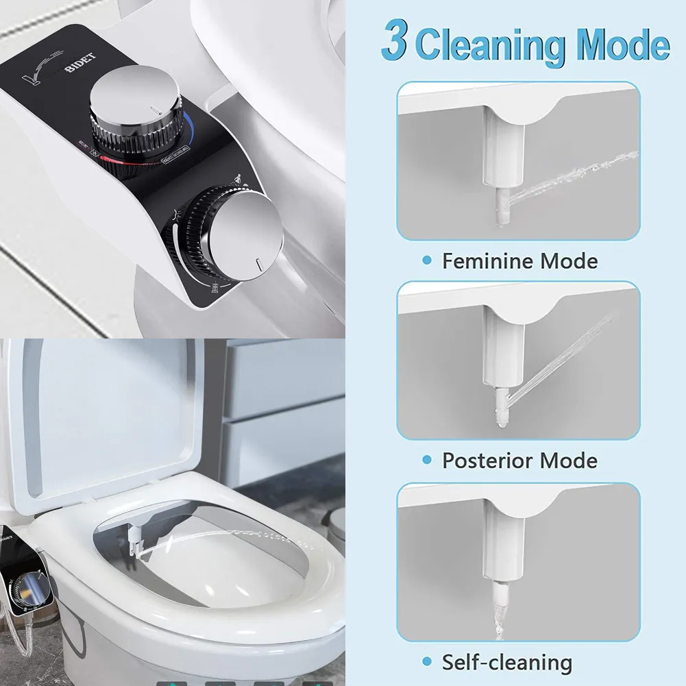 Hygienic Bathroom Accessory 2-Pack Cold Water Bidet Attachment For Toilet - Retractable Nozzle With Dual Wash Modes & Pressure Control Badays For Toilets