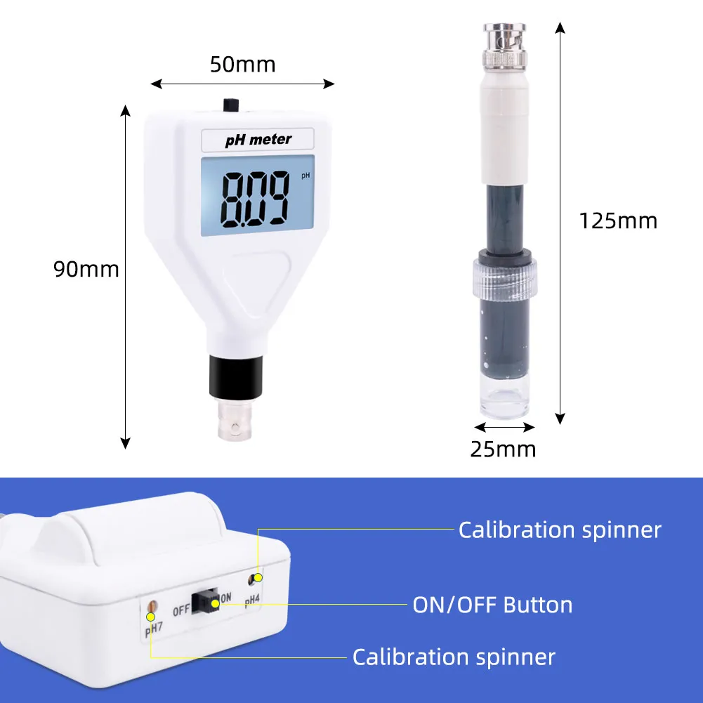 PH 98218 Digital PH Meter Waterproof Acidimeter Tester With Replaceable ...
