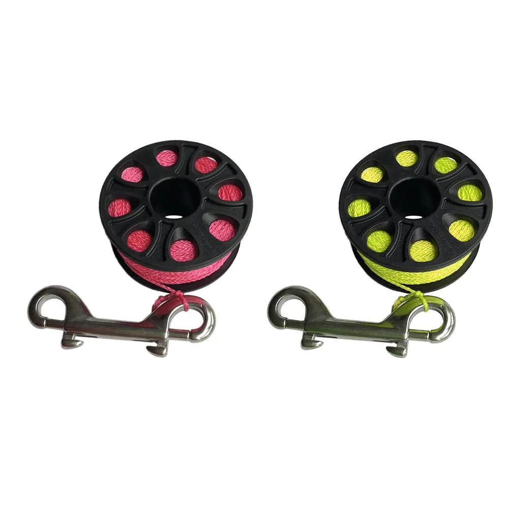Lacooooppia Scuba Diving Reel With Stainless Steel Double End Bolt Snap Dive Reel Dive Spool Reel For Spearfishing Scuba Diving Equipment Red Reel