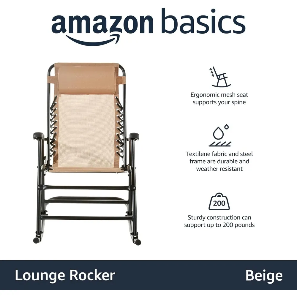 Outdoor Folding Lounge Chairs: Portable Rocking Chair With Pillow