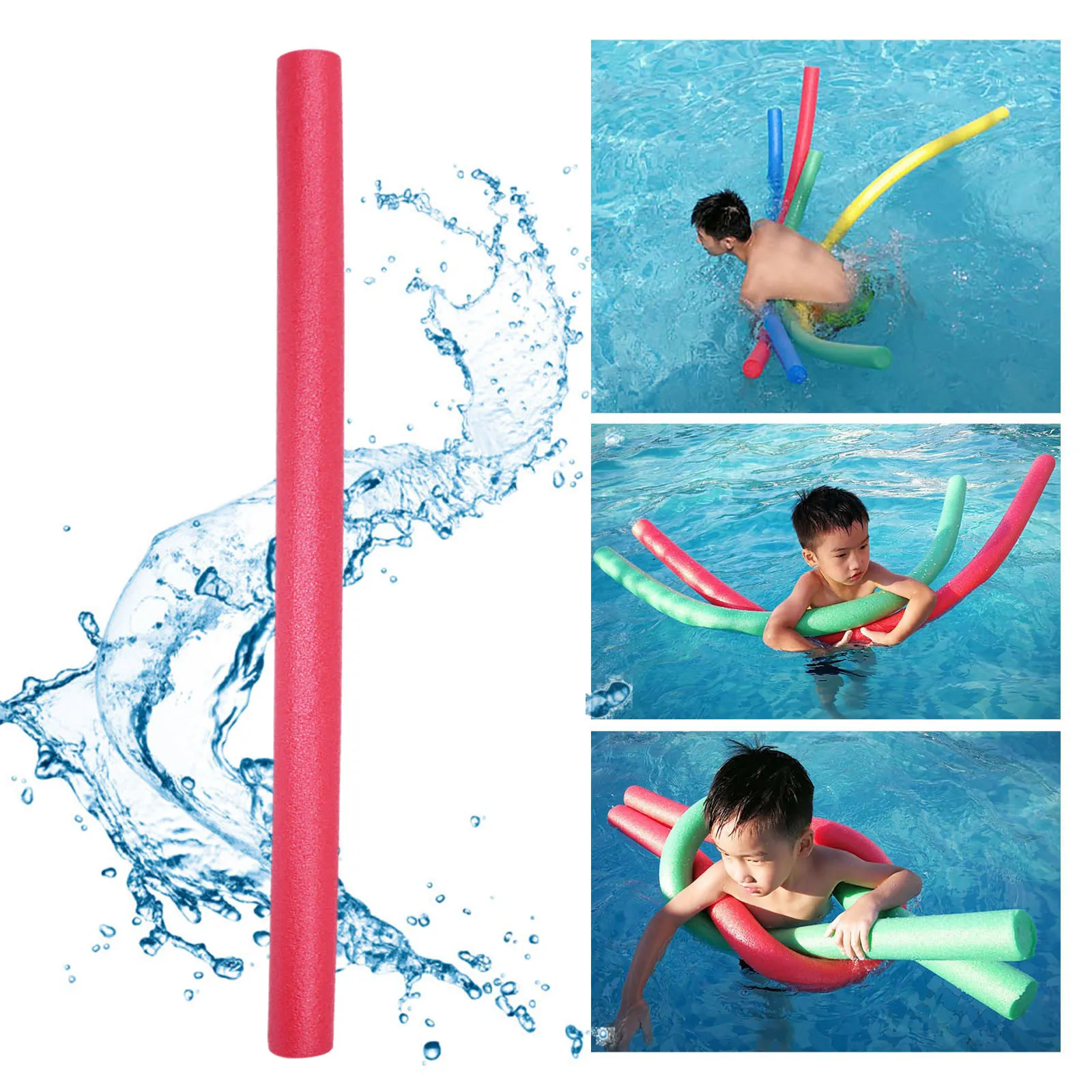 Pool Noodles, 4-Piece Soft Foam Noodles, 59-Inch Waterproof Swimmin