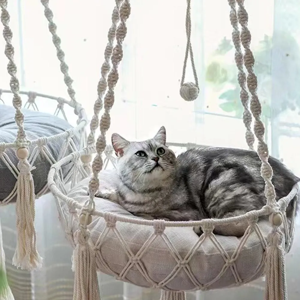 Handwoven Boho Hanging Macrame Cat Bed Bed Fun Round Nest Toy For Indoor Use Available In 30CM 40CM And 50CM Sizes From Dh911752229 12.68 DHgate.Com