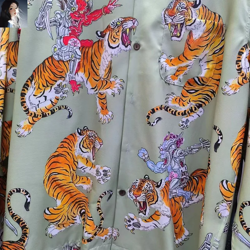 トップス WACKO MARIA STREETWEAR TIGER PRINT SHIRT Full Tiger Pattern WACKO MARIA Shirt Men Women Summer Hawaii