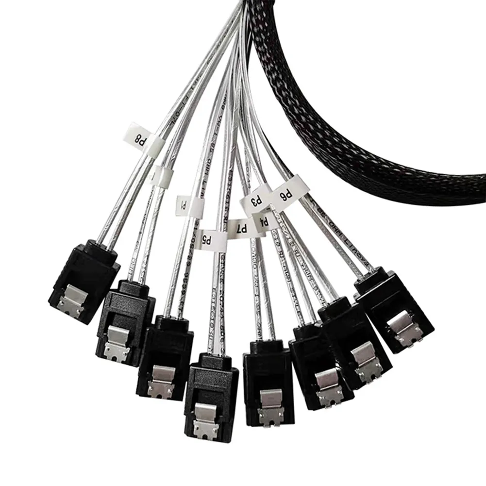 50cm Slim Line Replacement SAS4.0 SFF-8654 8i to SATA 8 Ports Adapter Target Hard Disk Cable Computer Peripherals