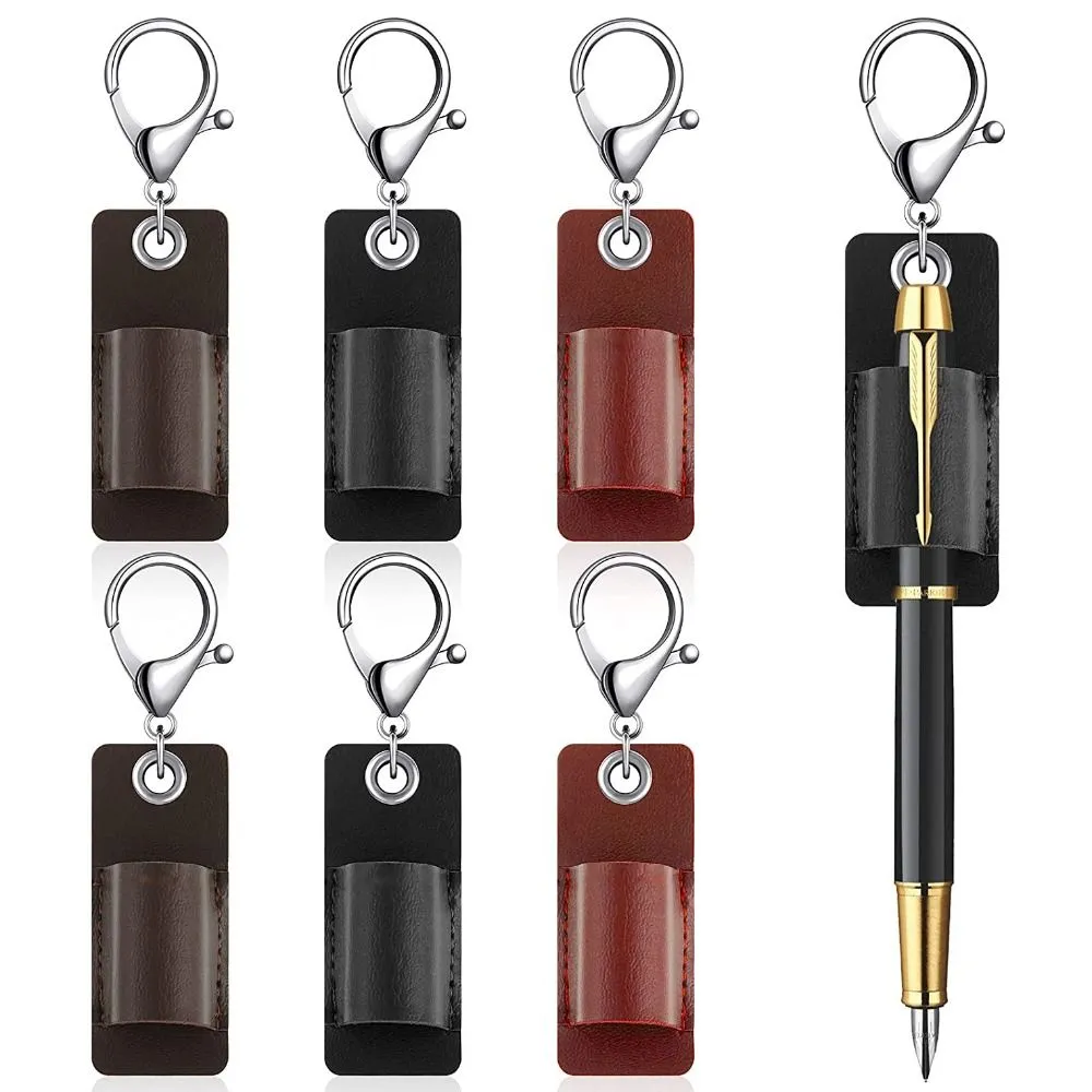 Pen Topper Keychain Premium PU Leather Pen Sleeve, Keychain Pen Holder - Durable Office ...