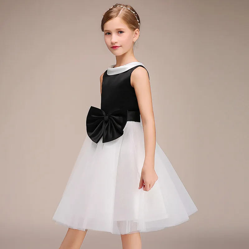Kids Girl Flower Girl Dresses Knee-Length A-Line Sleeveless O-Neck Party  Formal Dress with Bowtie in White and Black from Dhgate Flower Girls'  Dresses - price 52.51