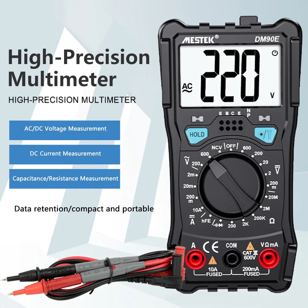 Direct Current Multimeter DM90E Professional digital multi meter - Accurate AC/DC Voltage Current ...
