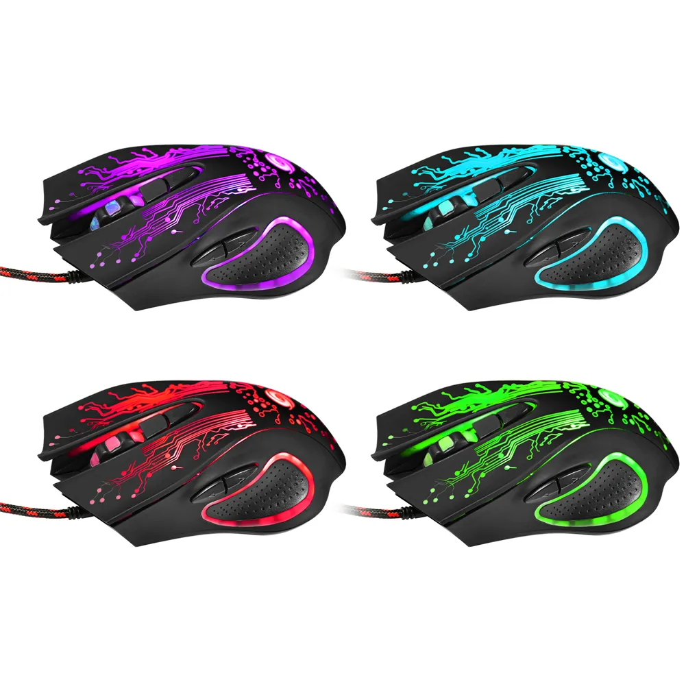 6D Pro Gaming Mouse - Ergonomic LED Optical Wired Mouse, Flank Cable ...