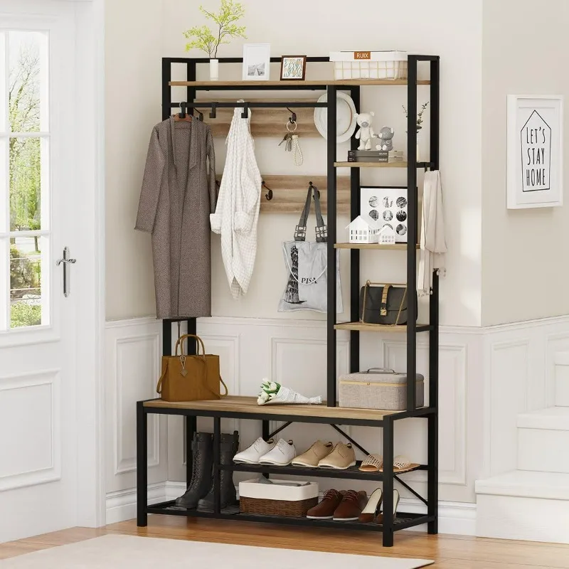 Large Mudroom Shoe Clothes Rack With Shelves With 5 Tier Shelves Adjustable Side Hooks And Hanging Rod For Foyer From Homepro8 475 DHgate.Com