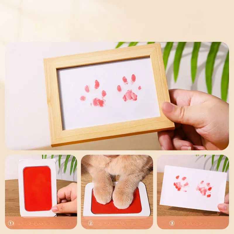 Cat Dog Paw Prints Memorial Photo Frame DIY Pet Footprints Paw Prints ...