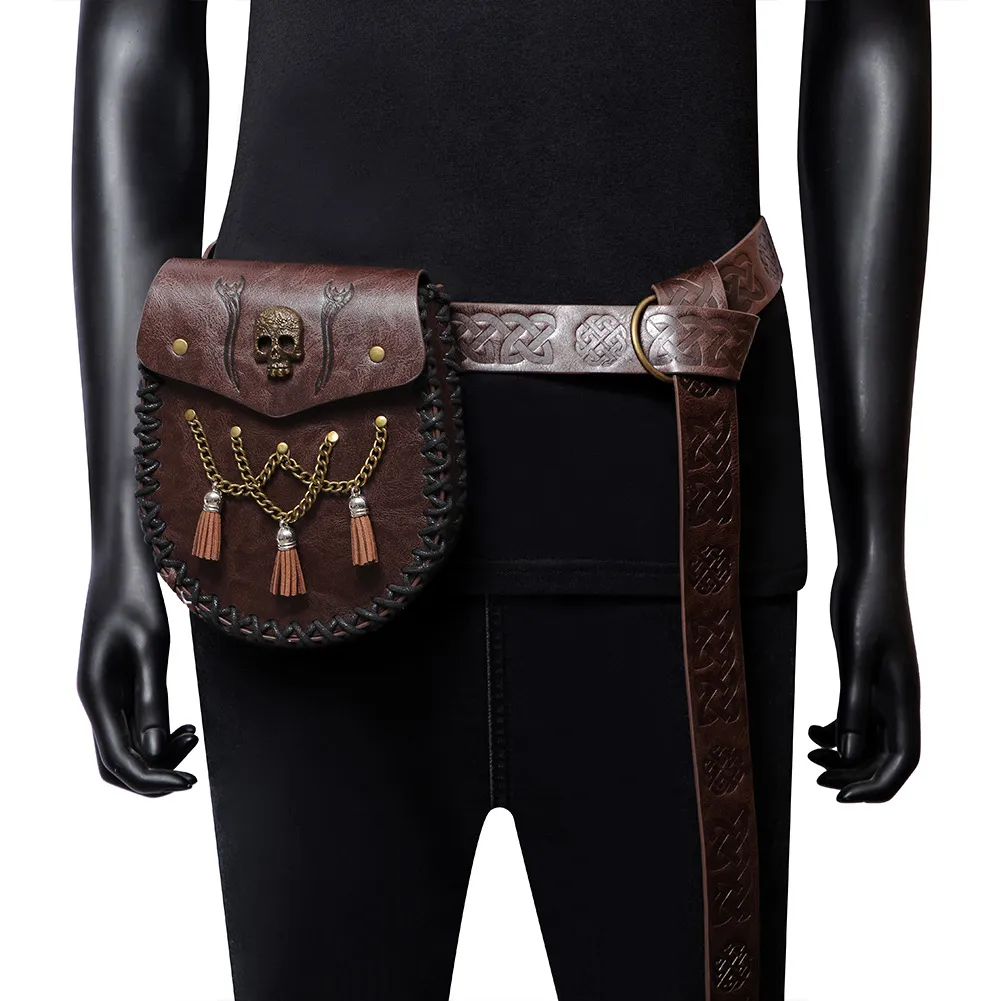 Vintage Steampunk Faux Leather Waist Bag Fanny Pack Cellphone Purse Unisex Steampunk Waist Bag - Travel Gothic Fanny Pack PU Leather main image 3
