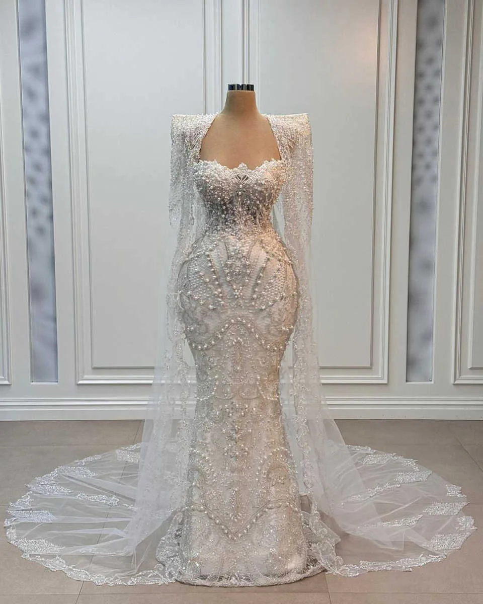 fully beaded mermaid wedding dress DreamDress By PMN Breshawn Rhinestones Mermaid Trumpet Wedding Dress Gown Fully Beaded Off Shoulder Sleeves Cathedral Train main image 0