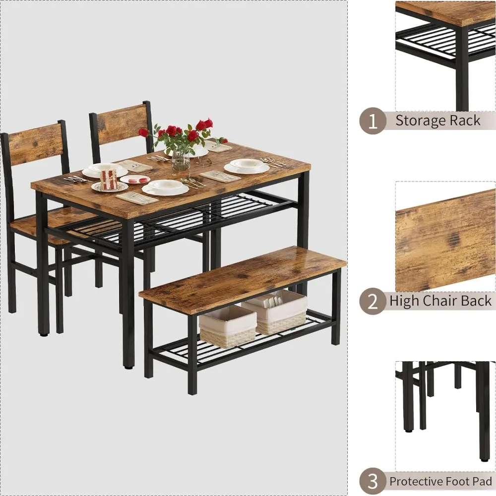 Dining Table,Industrial Dining Table With Benches And Chairs,Metal Frame,Kitchen  Table With Dining Room Storage Shelves From Homepro18, $180.3 | DHgate.Com, image size:1000x1000
