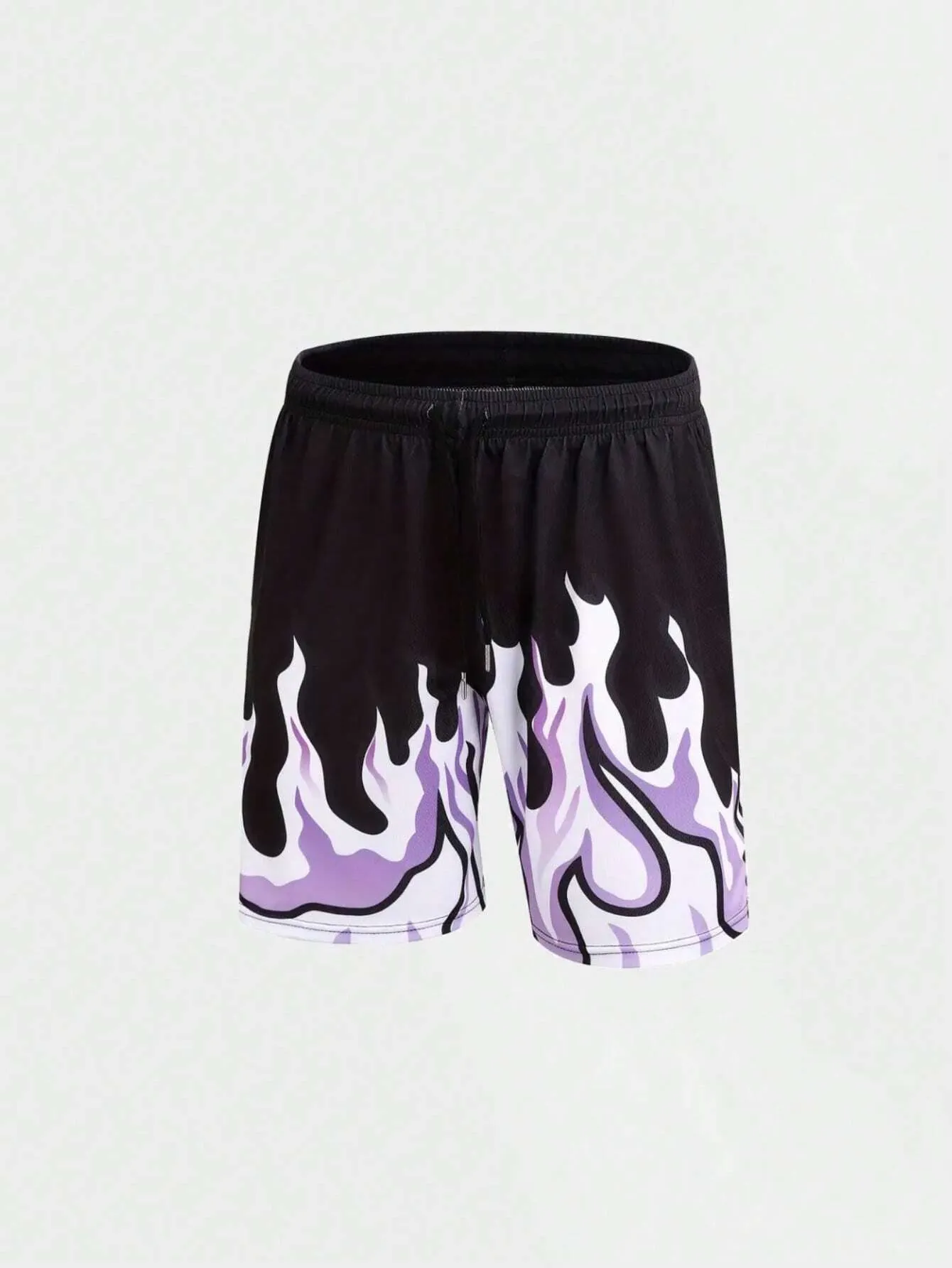 Mesh Shorts Printed Athletic Shorts Flame Print Athletic Shorts