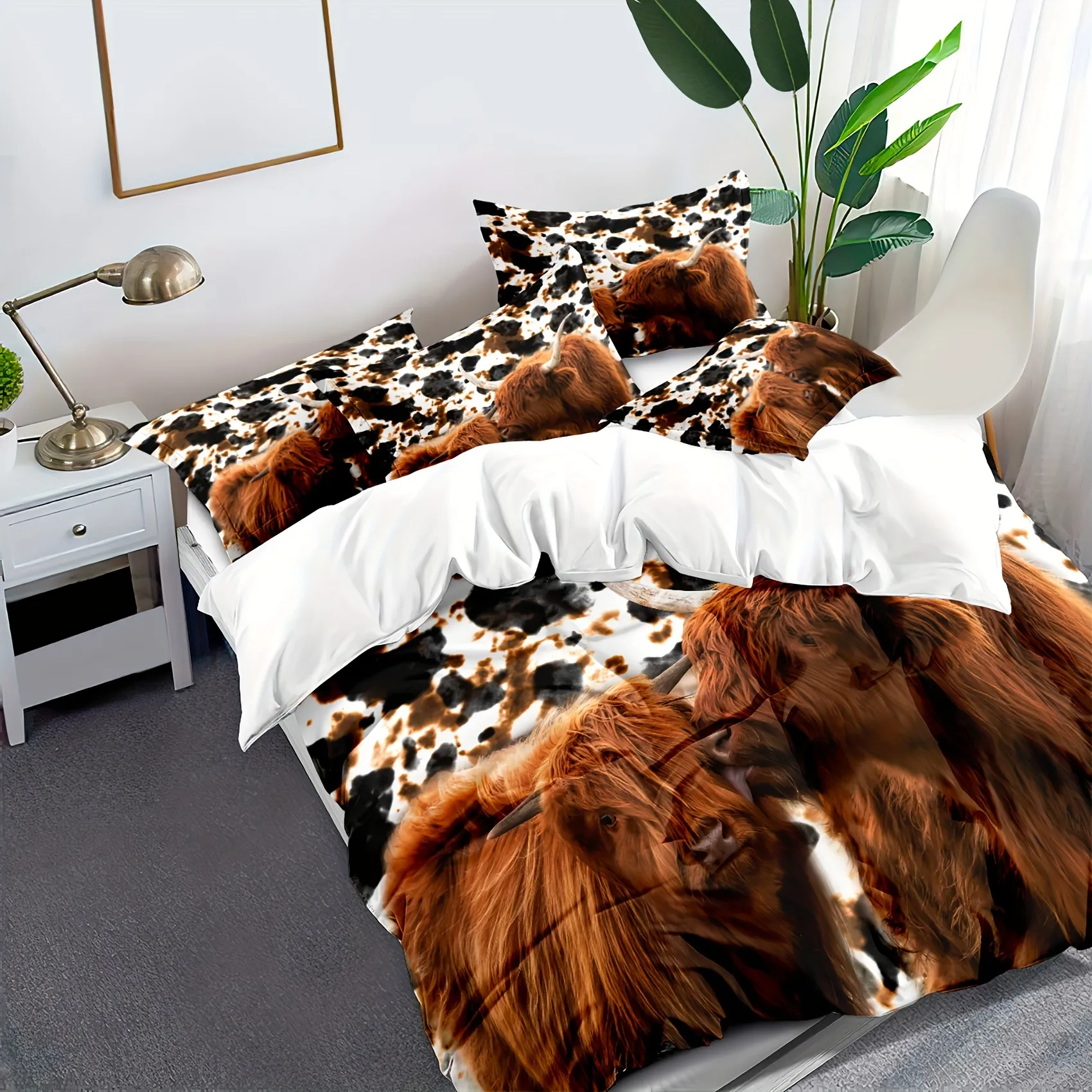 Soft And Comfortable Highland Cow Print Microfiber Faux Fur Comforter Set For Bedroom And Guest Room From Homepro14 34.1 DHgate.Com