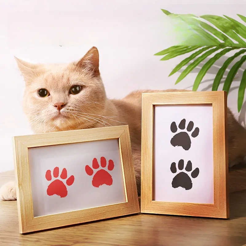 Cat Dog Paw Prints Memorial Photo Frame DIY Pet Footprints Paw Prints ...