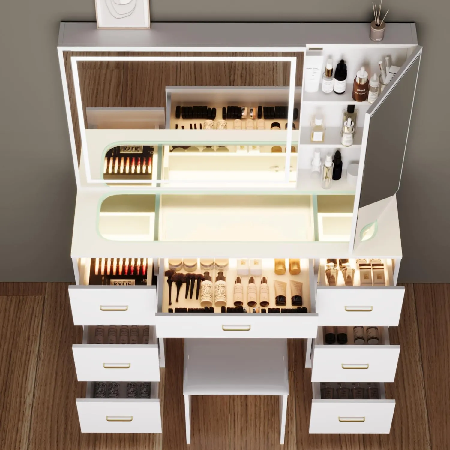 Lighted Makeup Vanity Set - Extra Large Dressing Table with Lighted Mirror, 7 Drawers & Cushioned Stool - Perfect Vanity Desk from Dhgate Bedroom Furniture - price 314.85 Lighted Makeup Vanity Set - Extra Large Dressing Table with Lighted Mirror, 7 Drawers & Cushioned Stool - Perfect Vanity Desk from Dhgate Bedroom Furniture - price 314.85