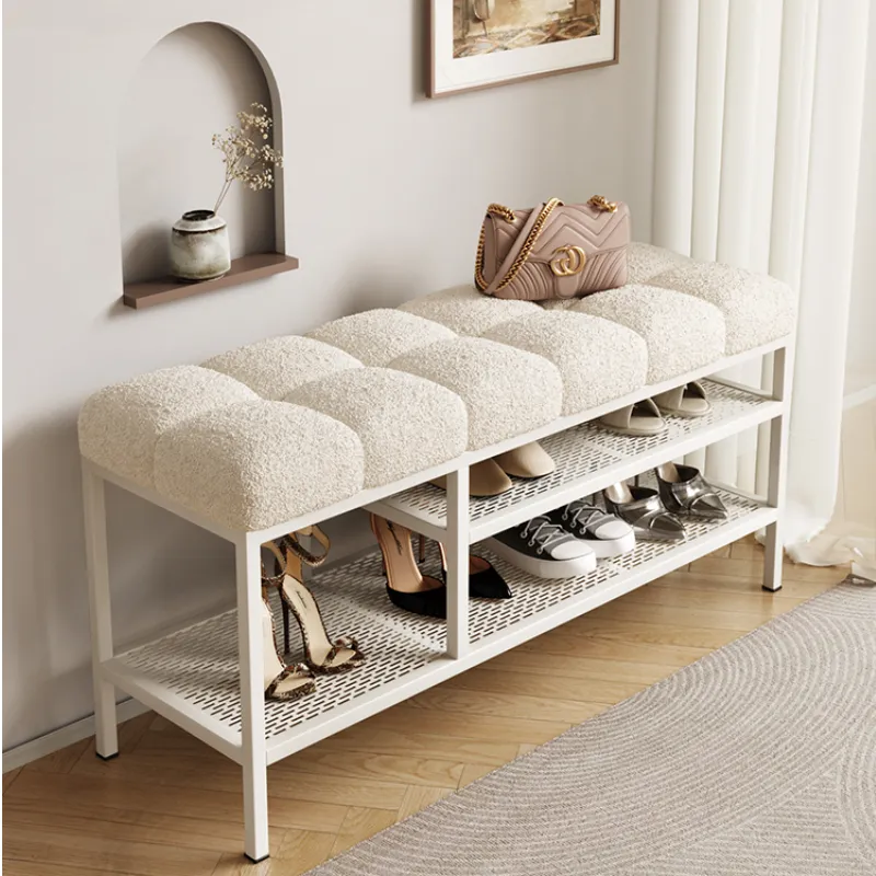 Save Big on Bulk Scandinavian Shoe Cabinet Shoe Door Rack Entryway Bench:  Wood Shoe Storage Bench With Metal Frame And Cream Cushion Modern  Minimalist