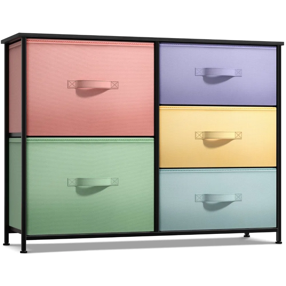 5-Drawer Dresser with Soft Fabric Drawers and Reinforced Base, Foldable  Design, Black Pastel from Dhgate Storage Drawers - price 78.87