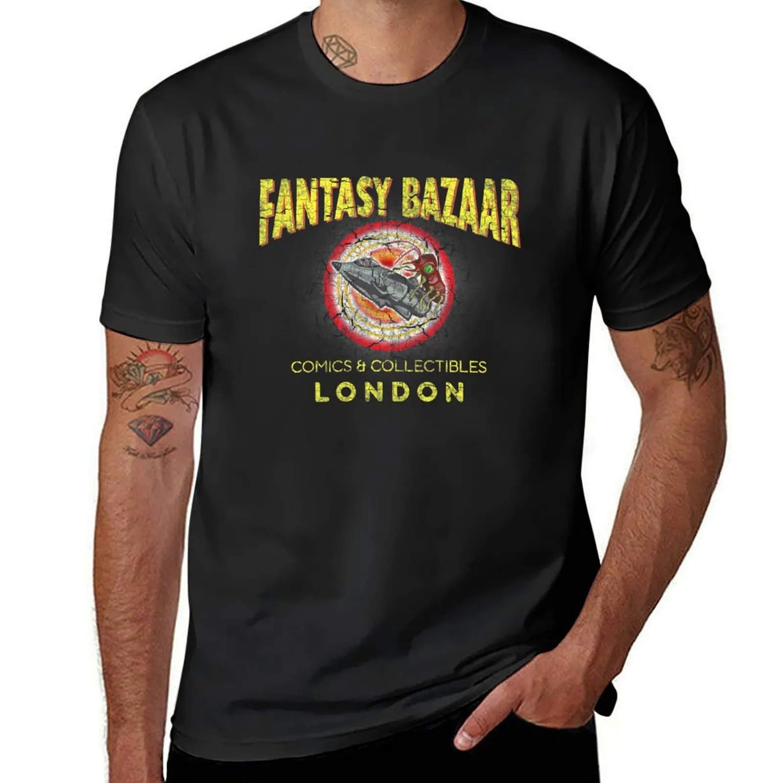 Space Themed Fantasy Bazaar Graphic Tee: Aesthetic Mens Fashion