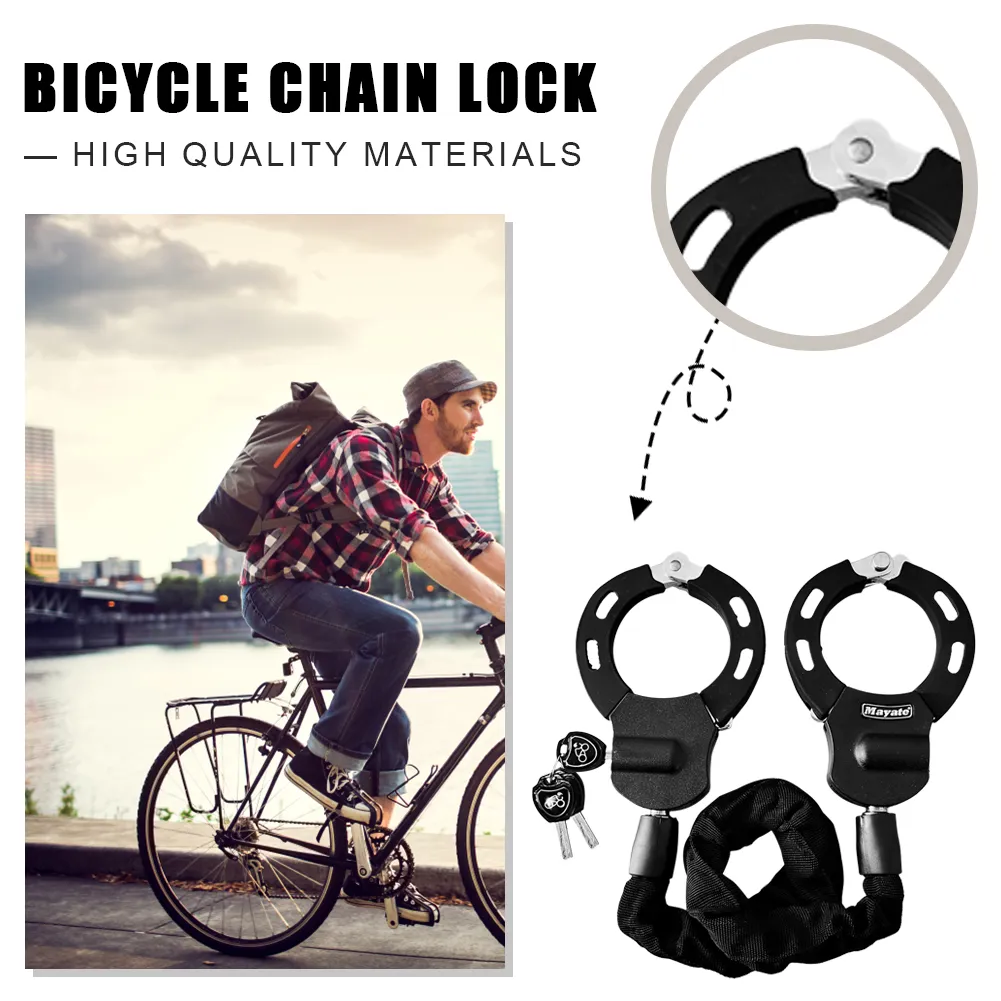 Bike Locks Heavy Duty for E-Bike, Motorcycle, Chain Lock Other Electric Scooters a Portable Chain Lock with a Black Sleeve
