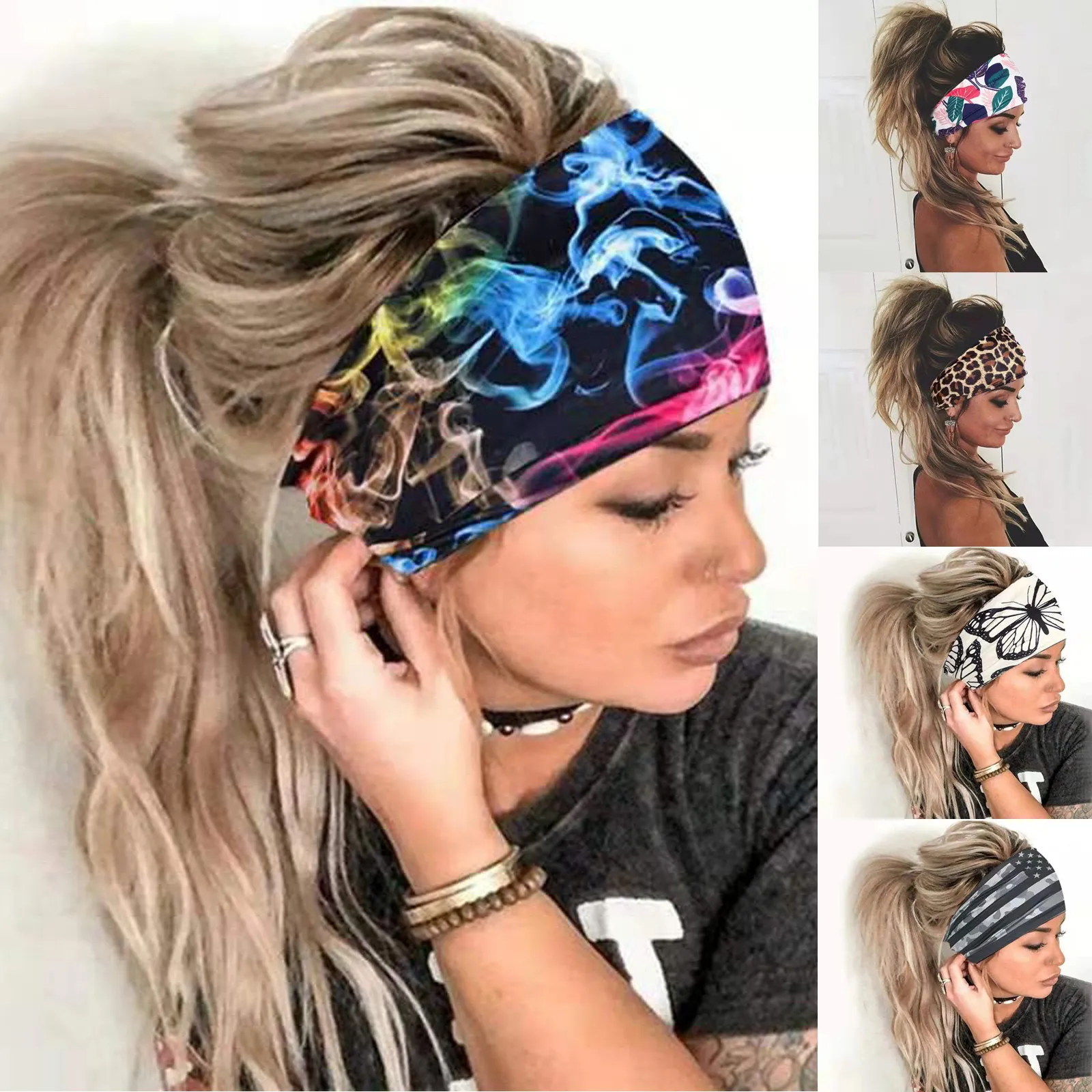 Boho Stretch Headwrap Elastic Head Wrap Hair Band Bandana Headband