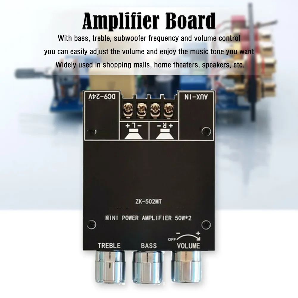 Ampli Bluetooth 5.0 2x50W - Carte Amplificatrice Avec Contrôle Grave/aigu - Neuf