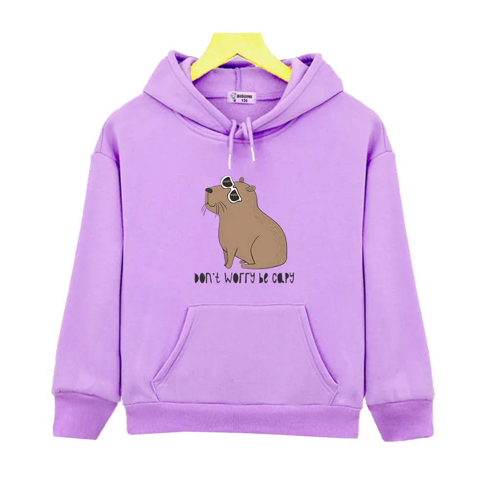 generisch Mädchen Hoodies & Sweatshirts für große Kinder, süßer Capybara-Print, langärmeliger Pullover mit Tasche und Kapuze für Herbst und Winter (Grey, 4-5 Years