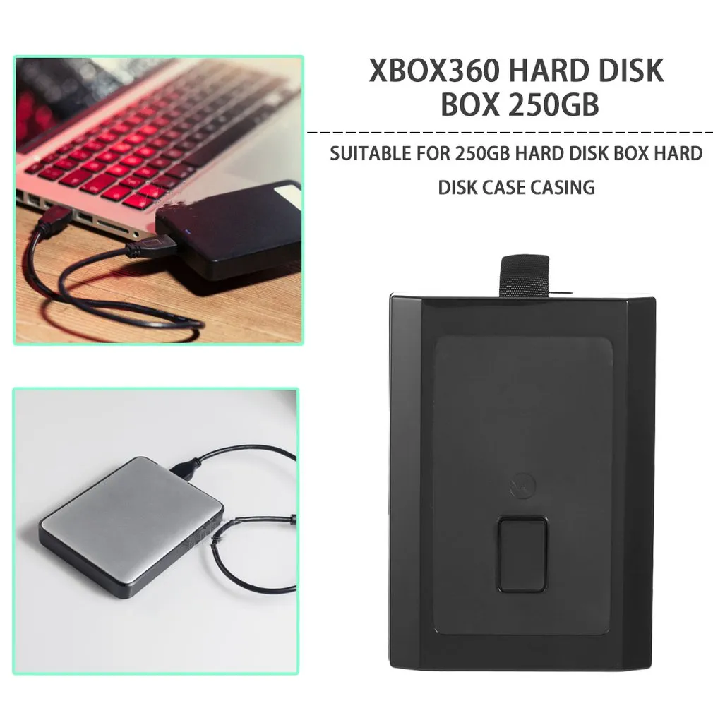 Hard Disk Case 250GB HDD Case Hard Drive External Enclosure Box Shell Cover for Microsoft Xbox 360 Slim Black