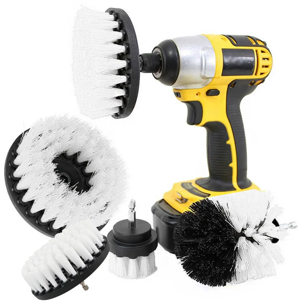 thumbnail image 2 of 14pc Drill Brush & Scour Set – Soft White, Universal Hex Shank, With Extension & Bag 2 of 3