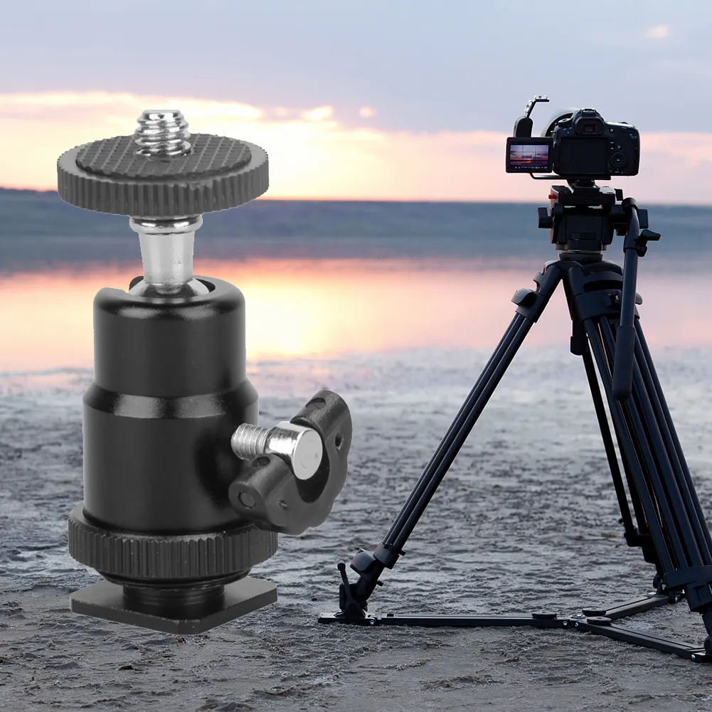 Aluminum Rotary Mount Stand 1/4 Hot Shoe Adapter Metal Light Flash