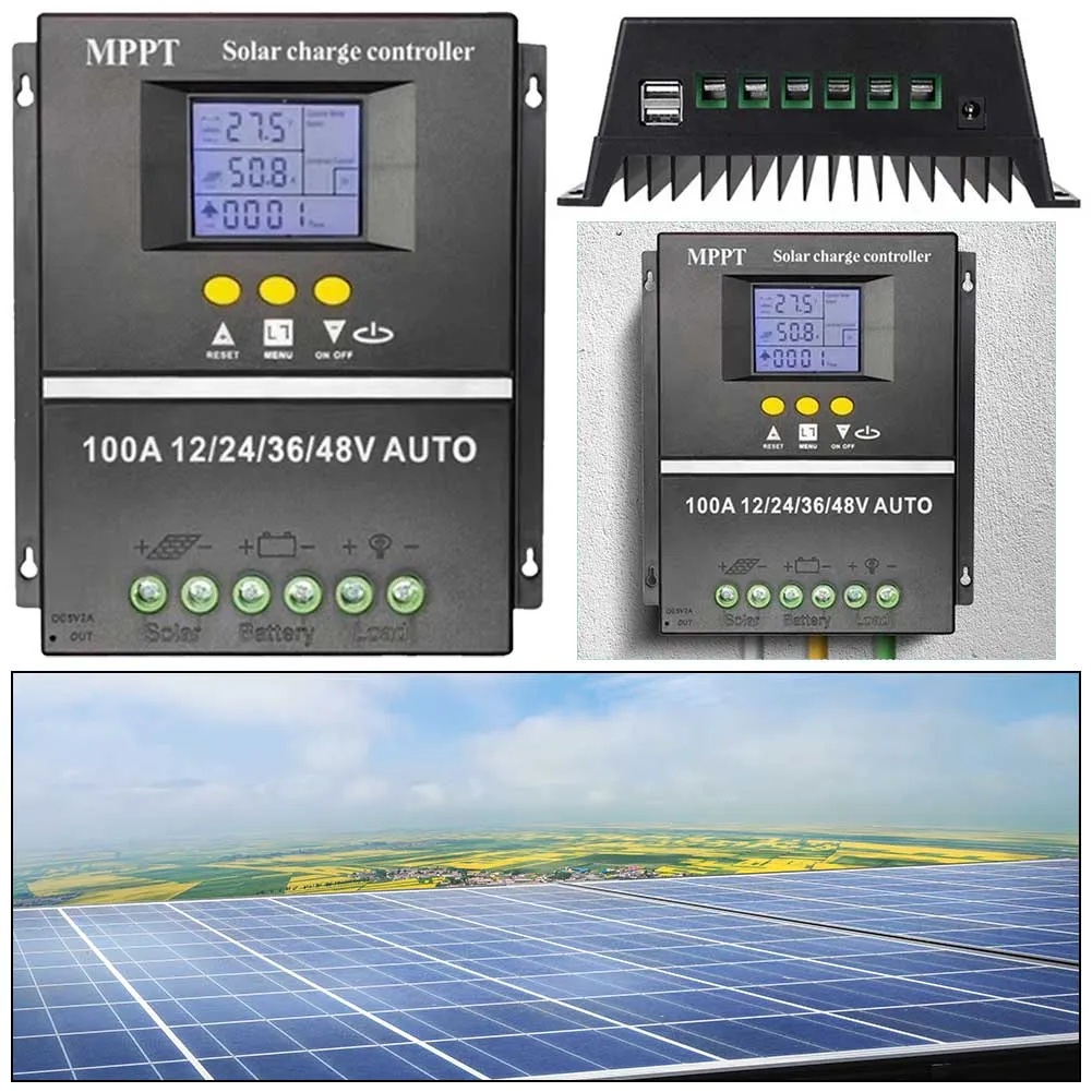 100A Solar Controller | Dual USB Solar Panel Regulator | 12V/24V/36V ...