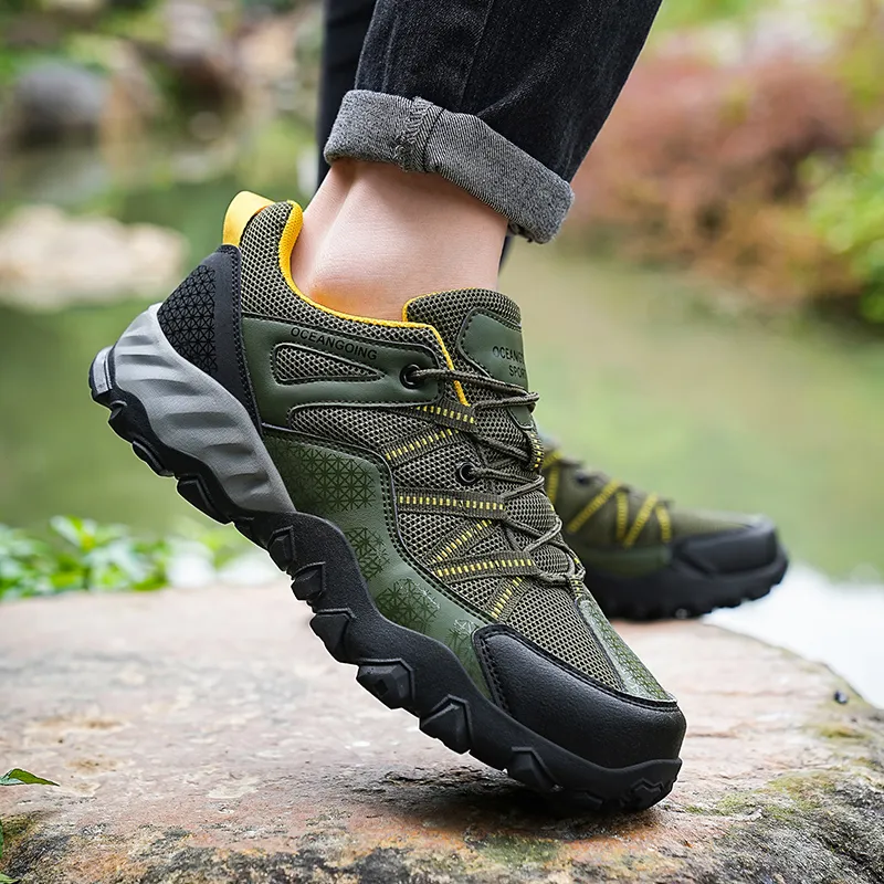 Save Big on Bulk Mens Breathable Hiking Shoes New Summer Hiking Shoes For  Men Breathable Non Slip Off Road Hiking Men's Sports Shoes Outdoor Black