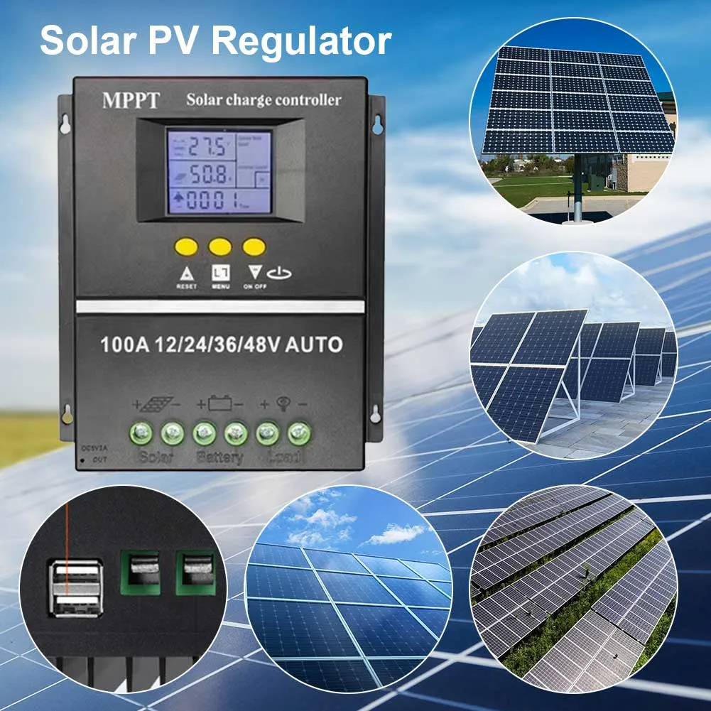 100A Solar Controller | Dual USB Solar Panel Regulator | 12V/24V/36V ...