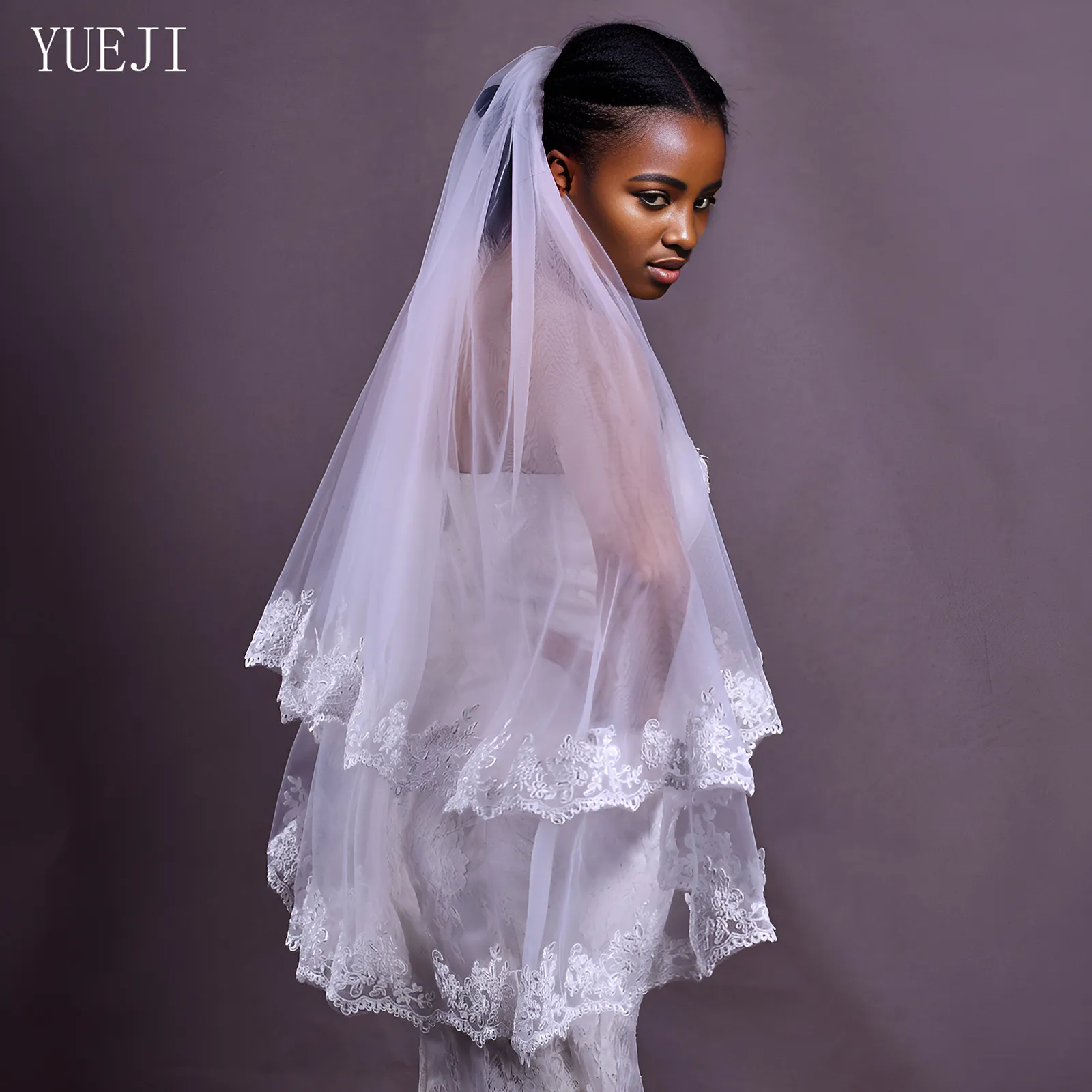 WHITE VEIL セット TOPQUEEN V21 Wedding Veil Bride to Be Pencil Edge Bridal