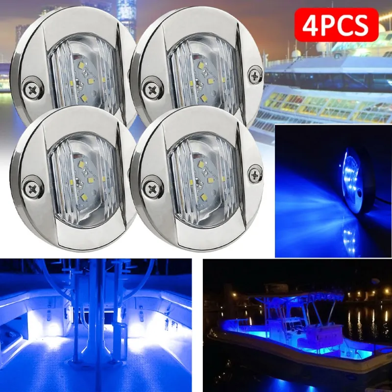 4\" Round Edge Surface Mount LED Boat Light | RGBW Colors | Internal Driver | IP67 Waterproof | Easy 2-Wire Install